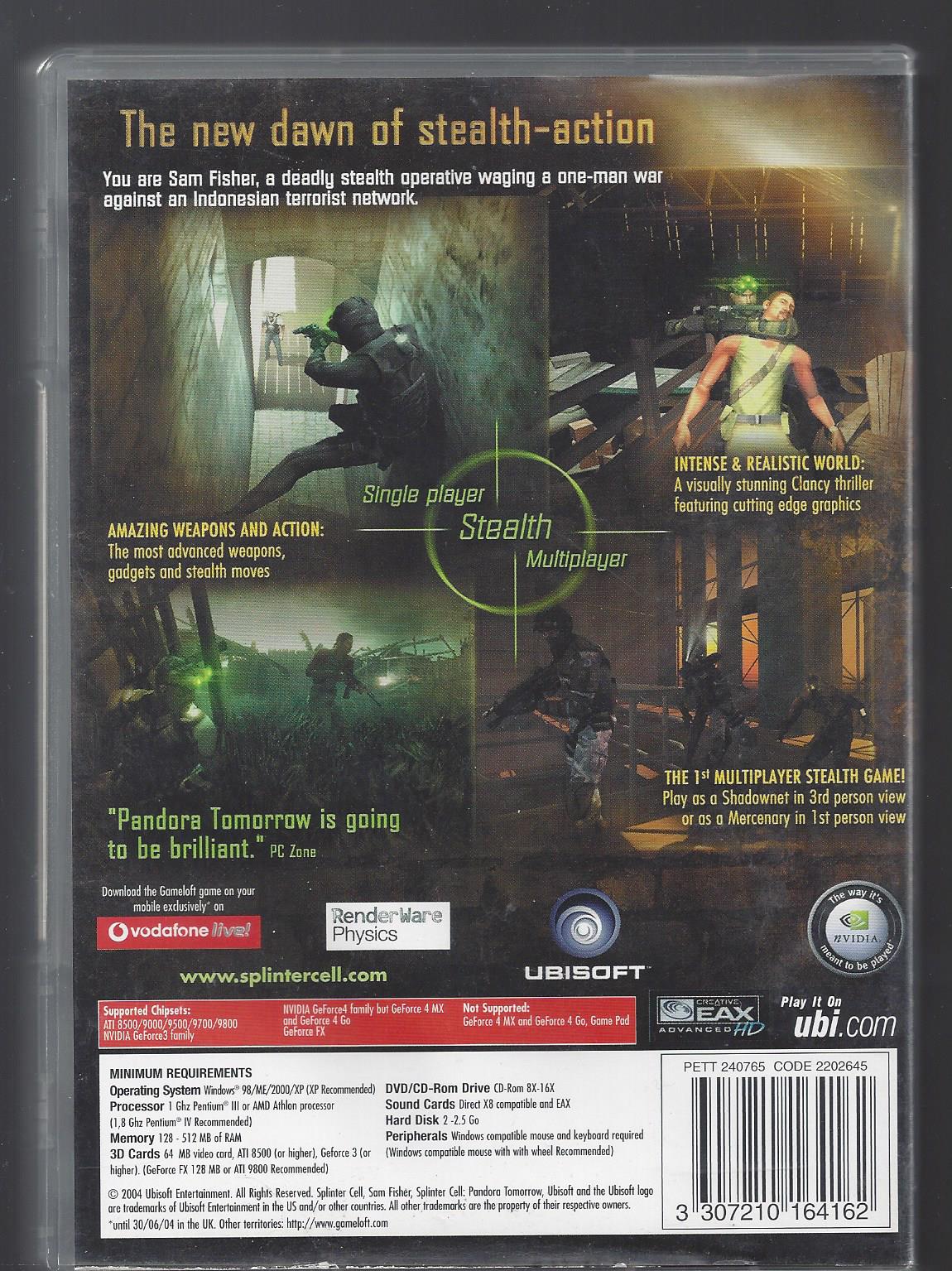 Splinter Cell Pandora Tomorrow | PC CD-ROM